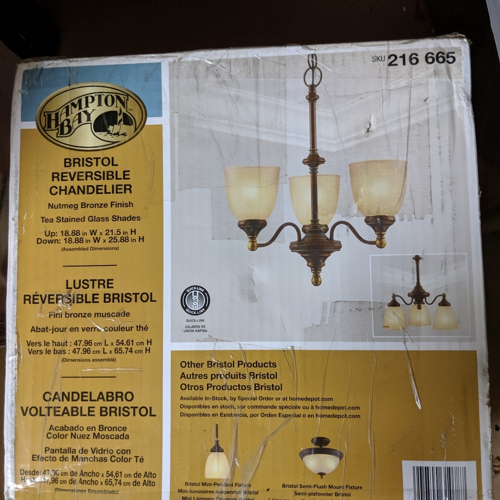 Hampton Bay light fixture Briston Reversible Chand
